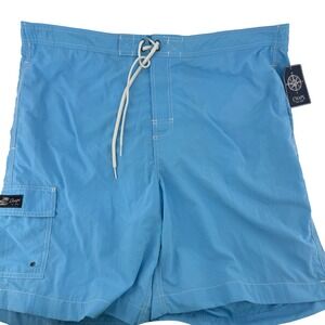 Chaps Swim Board Shorts Mens XL Blue Cargo‎ Pocket Mesh Lining 32300RH